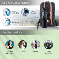 Kuber Industries Water Bottle | Steel Water Bottle for Daily Use | Vacuum Insulated Flask Water Bottle with Rope | Hot & Cold Water Bottle | 720 ML | LX-230603 | Pack of 6 | Black & Gray