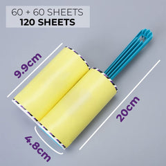 Kuber Industries Lint Remover | Super Sticky Lint Roller | Easy | Lint Roller for Clothes | Lint Roller for Pet Hair | 60 Sheets (1 Roller + 1 Replacement Roll) (Pack of 4)