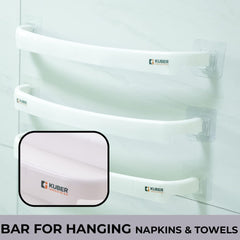 Kuber Industries Towel Hanger for Bathroom|Wall Mounted Cloth Hanger|Multipurpose Cloth & Napkin Holder | Self-Adhesive DIY Installation|Bathroom & Kitchen Organizer | Pack of 6 | White
