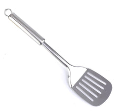 Heart Home Multiuses Serving & Cooking Stainless Steel Kitchen Tool & Utensil, Set of 4 (Skimmer & Spatula & Solid Turner & Slotted Turner) (Silver)