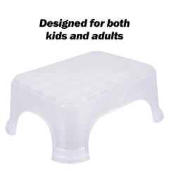 Heart Home Bathroom Stool | Bathroom Plain Square Stool | Plastic Stool For Bathroom | Stool for Kitchen | Bathroom Patla | Support Stool for Bathroom | P6 | Transparent