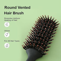 Kuber Industries Hair Brush | Flexible Bristles Brush | Hair Brush with Paddle | Quick Drying Hair Brush | Suitable For All Hair Types | Round Vented Hair Brush | Pack of 2 | C13-X-BLK | Black