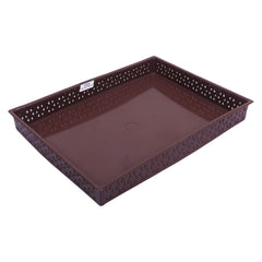 Heart Home Storage Tray|Versatile Plastic Storage Organizer|Rectangular Tray for Kitchen Storage|Storage Tray for Office|ALEXA-15|Pack of 3 (Brown)