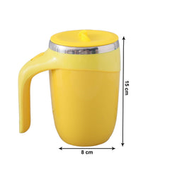 Heart Home Anti-Fall Insulated Coffee Mug with Suction Bottom | Leak-proof Stainless Steel Tumbler | Coffee Mug with Lid and Handle | 500 ML | Yellow