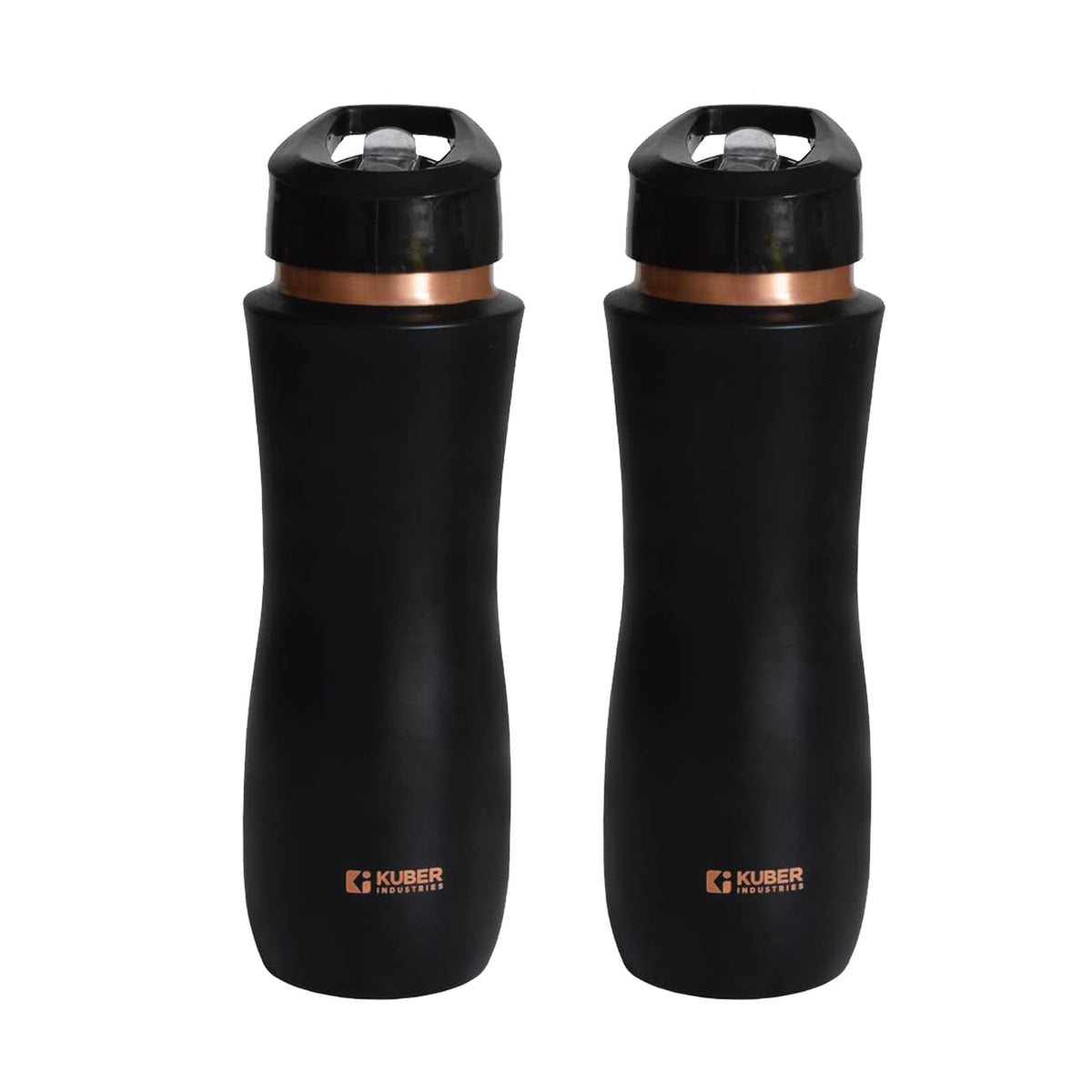 Kuber Industries Copper Water Bottle with Sipper | BPA Free & Non-Toxic | Leakproof, Durable & Lightweight | With Added Health Benefits of Copper |Easy to Clean | Maroon | Black (Pack Of 2)