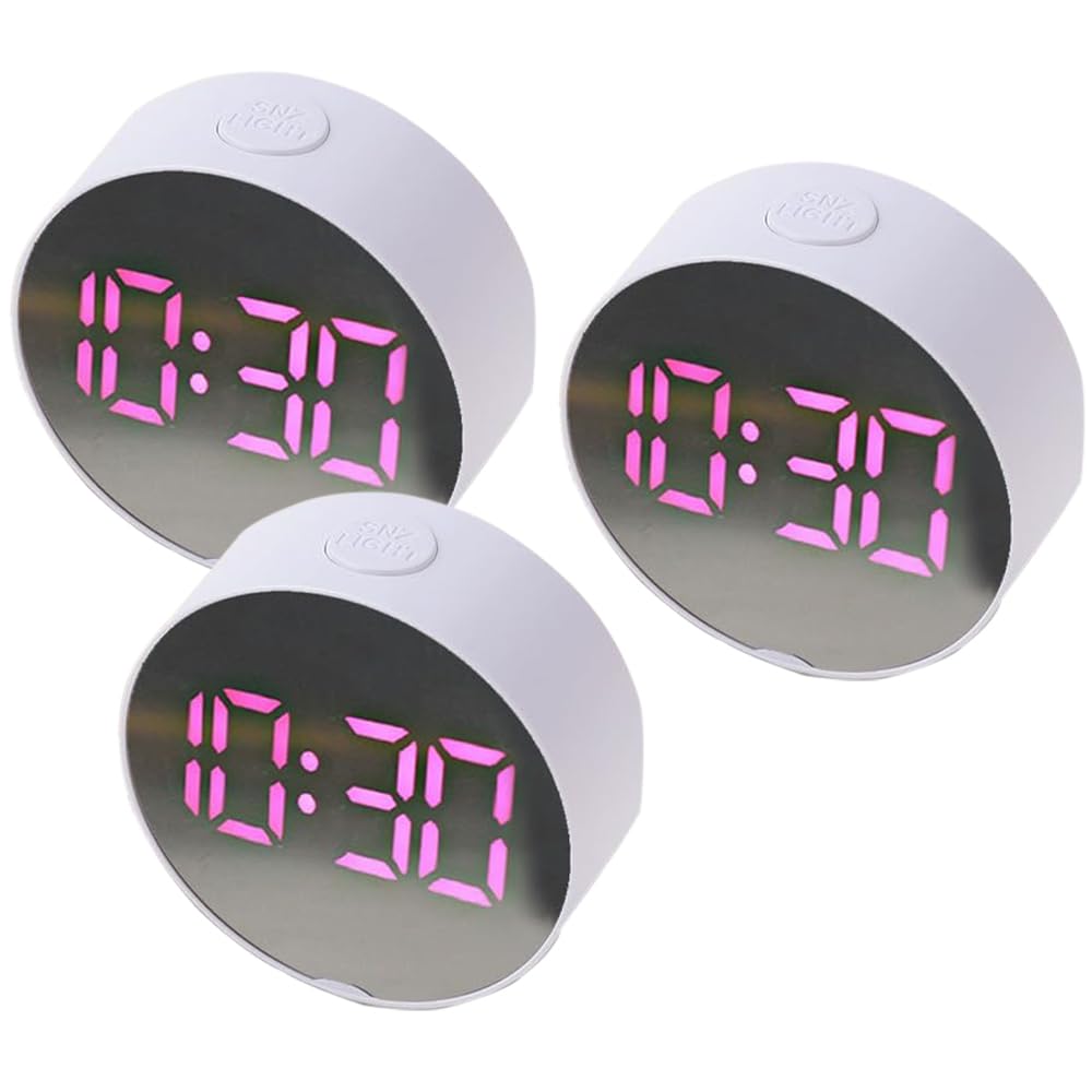 Kuber Industries ABS Battery Oprated Loud Digital Alarm Clock|Desk, Table Clock|Alarm Clock For Heavy Sleepers-Pack of 3 (White)