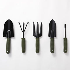Kuber Industries Garden Tools|Small & Big Hand Trowels|Hand Cultivator|Hand Weeder & Fork Carbon Steel|SJ-5020|Comfortable & Easy Grip Handles|Set of 5|Green & Black (Pack of 6)