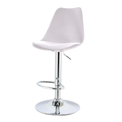 Kuber Industries Revolving Curvy Bar Stool Chair for Kitchen with Footrest & 360 Swivel | 32 inch Height Adjustable High Chair for Breakfast Counter & Cafeteria | High Bar Chair | White
