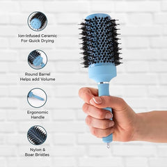 Kuber Industries Hair Brush | Bristles Brush | Hair Brush with Paddle | Sharp Hair Brush for Woman | Suitable For All Hair Types | Curling Round Brush | TGX525 | Sky Blue