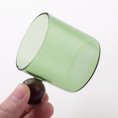 Kuber Industries 6 Pcs Borosilicate Glass Coffee Cups | Cup with Wooden Ball Handle | High Heat Resistant | Microwave and Dishwasher Safe | 120 ML | Pack of 3 | Green