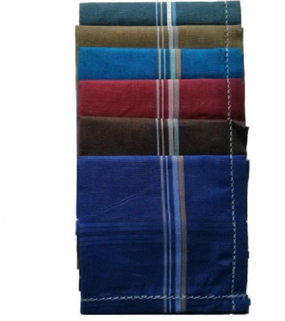 Kuber Industries 100% Cotton Premium Collection Casual Style Handkerchiefs Hanky for Men, Set of 6 (Dark Color), Blue