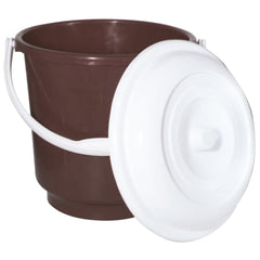 Heart Home Unbreakable Virgin Plastic Bucket with Lid For Home/Kitchen/Office, 18Ltr.- Pack of 2 (Brown)-47HH01168