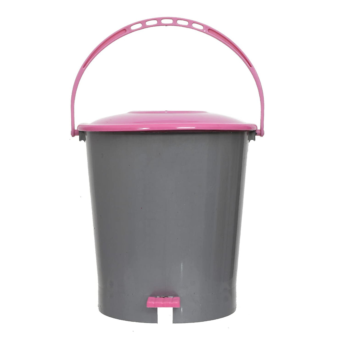 Kuber Industries Step-On Pedal Plastic Dustbin/Wastebin With Handle, 5 Liter (Grey & Pink)-47KM01013