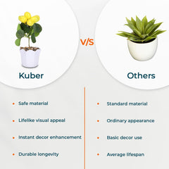 Kuber Industries Artificial Plants for Home D�cor|Natural Looking Indoor Fake Plants with Pot|Artificial Flowers for Decoration-Pack of 6 (Yellow)