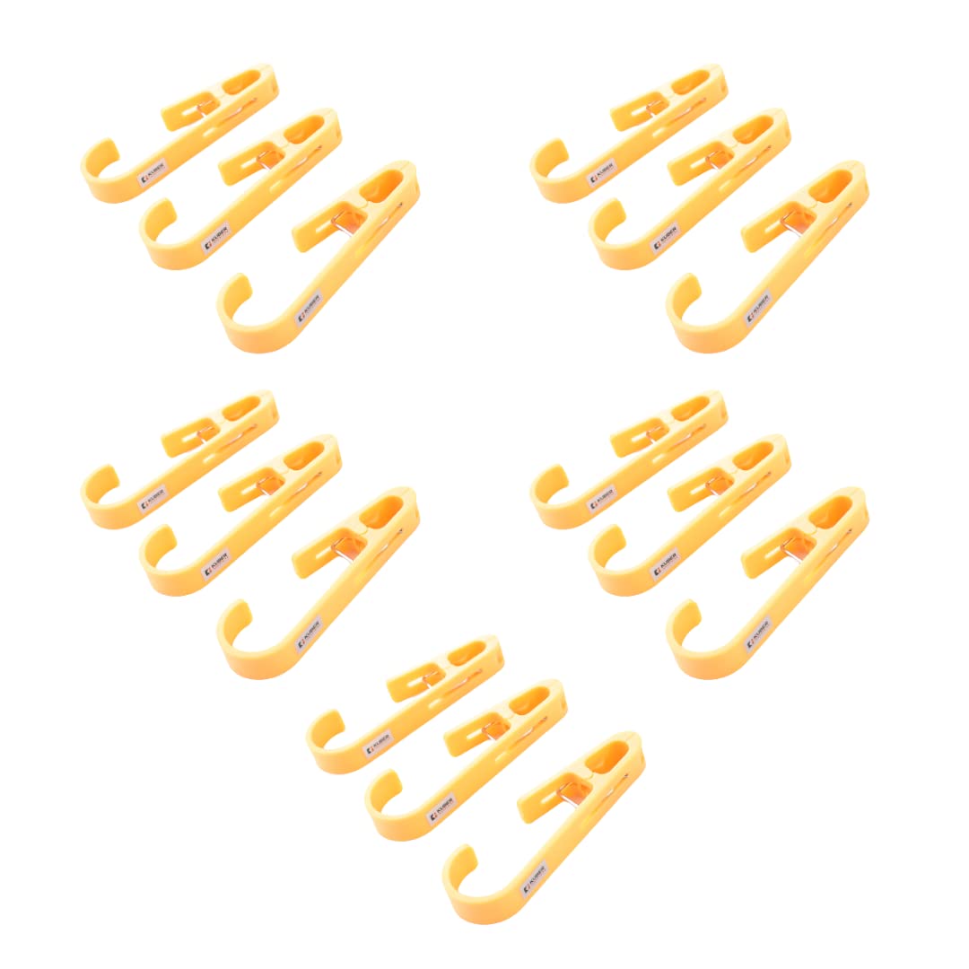 Kuber Industries Multipurpose Bar Hooks & Pins for Laundry, Kitchen, & Wardrobe| ABS|Durable, Strong Grip|Easy to Use | Pack of 15 |Yellow