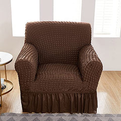 Kuber Industries Pack of 5 Sofa Cover | Single Seater Sofa Cover | Sofa Chair Cover | Couch Cover for Hall | Universal Sofa Slipcover | Elastic Spandex Sofa Cover for Living Room | OSSC003 | Brown