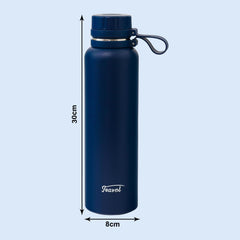 Kuber Industries Pack of 5 Vacuum Insulated Water Bottle | Stainless Steel Water Bottle | Hot & Cold Water Bottle | Leakproof, BPA Free, Rustproof | 1100 ML | Navy Blue