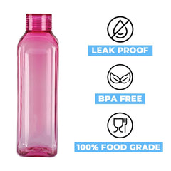 Kuber Industries BPA Free Plastic Water Bottles | Unbreakable, Leak Proof, 100% Food Grade Plastic | for Kids & Adults | Refrigerator Plastic Bottle Set of 6|Assorted (Pack of 3)
