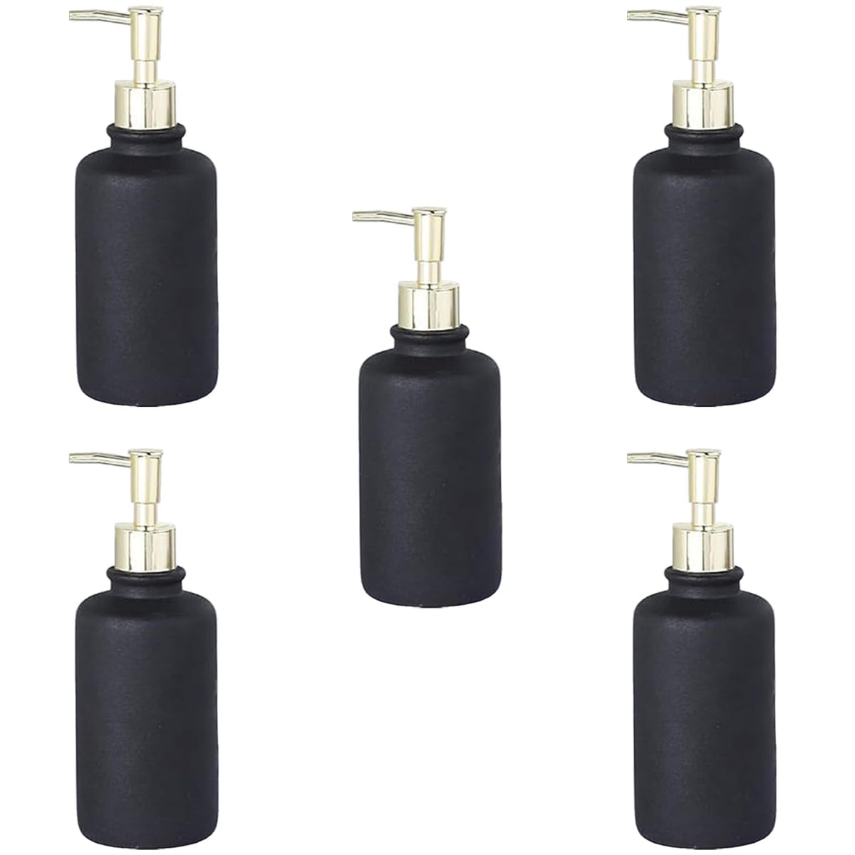 Kuber Industries Liquid Soap Dispenser | Handwash Soap Dispenser | Soap Dispenser for Wash Basin | Shampoo Dispenser Bottle | Bathroom Dispenser Bottle | Pack of 5 | JY00231BK | 400 ml | Black