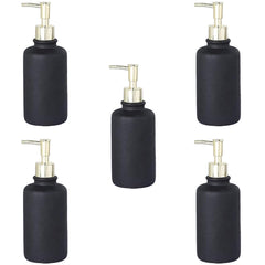 Kuber Industries Liquid Soap Dispenser | Handwash Soap Dispenser | Soap Dispenser for Wash Basin | Shampoo Dispenser Bottle | Bathroom Dispenser Bottle | Pack of 5 | JY00231BK | 400 ml | Black