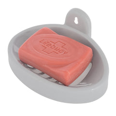 Kuber Industries Soap Holder|Sink Soap Holder|Plastic Wall Mounted Soap Holder|Oval Shape Self Draining Soap Dish for Bathroom (Silver)