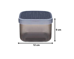 Kuber Industries Check Deisgn Lid Food Grade BPA Free Plastic Kitchen Container Set,1200ml, Set of 12 (White & Grey)
