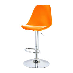 Kuber Industries Revolving Curvy Bar Stool Chair for Kitchen with Footrest & 360 Swivel | 32 inch Height Adjustable High Chair for Breakfast Counter & Cafeteria | High Bar Chair | Orange