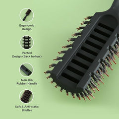 Kuber Industries Hair Brush | Flexible Bristles Brush | Hair Brush with Paddle | Quick Drying Hair Brush | Suitable For All Hair Types | Round Vented Hair Brush | Pack of 5 | C13-X-BLK | Black