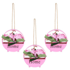 Kuber Industries Hanging Artificial Plants for Home D?cor|Natural Looking Indoor Fake Plants with Pot|Artificial Flowers for Decoration-Pack of 3 (Pink)
