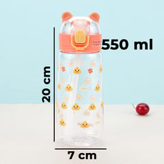 Kuber Pack of 10 Water Bottle for Kids | Printed Designs for Kids | Plastic Sipper Bottle for Kids | Food Grade Plastic | One Click Open Flip Lid | Transparent, Leak Proof, BPA Free | 550 ml