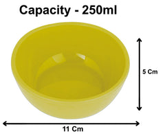 Kuber Industries Plastic Solid Bowl - 250ml, Set of 6, Green