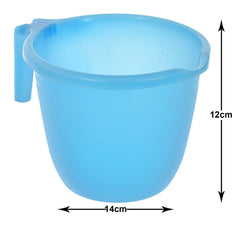 Kuber Industries Multiuses Lightweight, Unbreakable Plastic Bathroom Mug 1 Litre Pack of 2 (Black & Sky Blue)-46KM0222, Standard