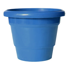 Kuber Industries Solid 2 Layered Plastic Flower Pot|Gamla for Home Decor,Nursery,Balcony,Garden,8"x 6",Pack of 8 (Blue)