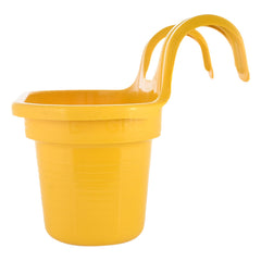 Kuber Industries Hanging Flower Pot|Double Hook Plant Container|Durable Plastic Glossy Finish Pots for Home|Balcony|Garden|12 Inch|Pack of 3 (Yellow)