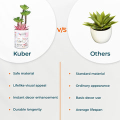 Kuber Industries Artificial Plants for Home Décor|Natural Looking Indoor Fake Plants with Pot|Artificial Flowers for Decoration-Pack of 2 (Pink & Green)