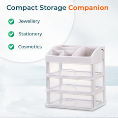 Kuber Industries 3 Layer Cabinet Drawer Box|Desktop Storage Box|Multi Drawer Storage Organizer|Pack of 4| White
