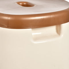 Heart Home Big Size Flower Printed Plastic Sitting Stool for Indoor & Outdoor (Brown & Cream)-HS43HEARTH26199