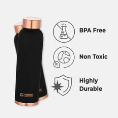 Kuber Industries Copper Water Bottle | BPA Free, Non Toxic | Leakproof, Durable & Lightweight | with Added Health Benefits of Copper | Ergonomic Design & Easy to Clean| 950 ml|Black (Pack of 3)