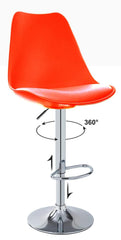 Kuber Industries Pair of 2 Revolving Curvy Bar Stool Chair for Kitchen with Footrest & 360 Swivel | 32 inch Height Adjustable High Chair Combo for Breakfast Counter & Cafeteria | Red