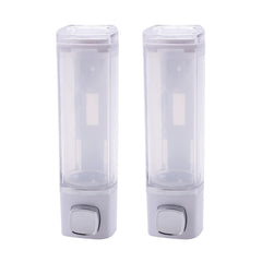 Kuber Industries Manual Shampoo & Soap Dispenser | Wall Mounted | Soap Dispenser for Kitchen & Bathroom | Refillable, Lightweight & Durable | Easy to Clean | White (Pack of 2)