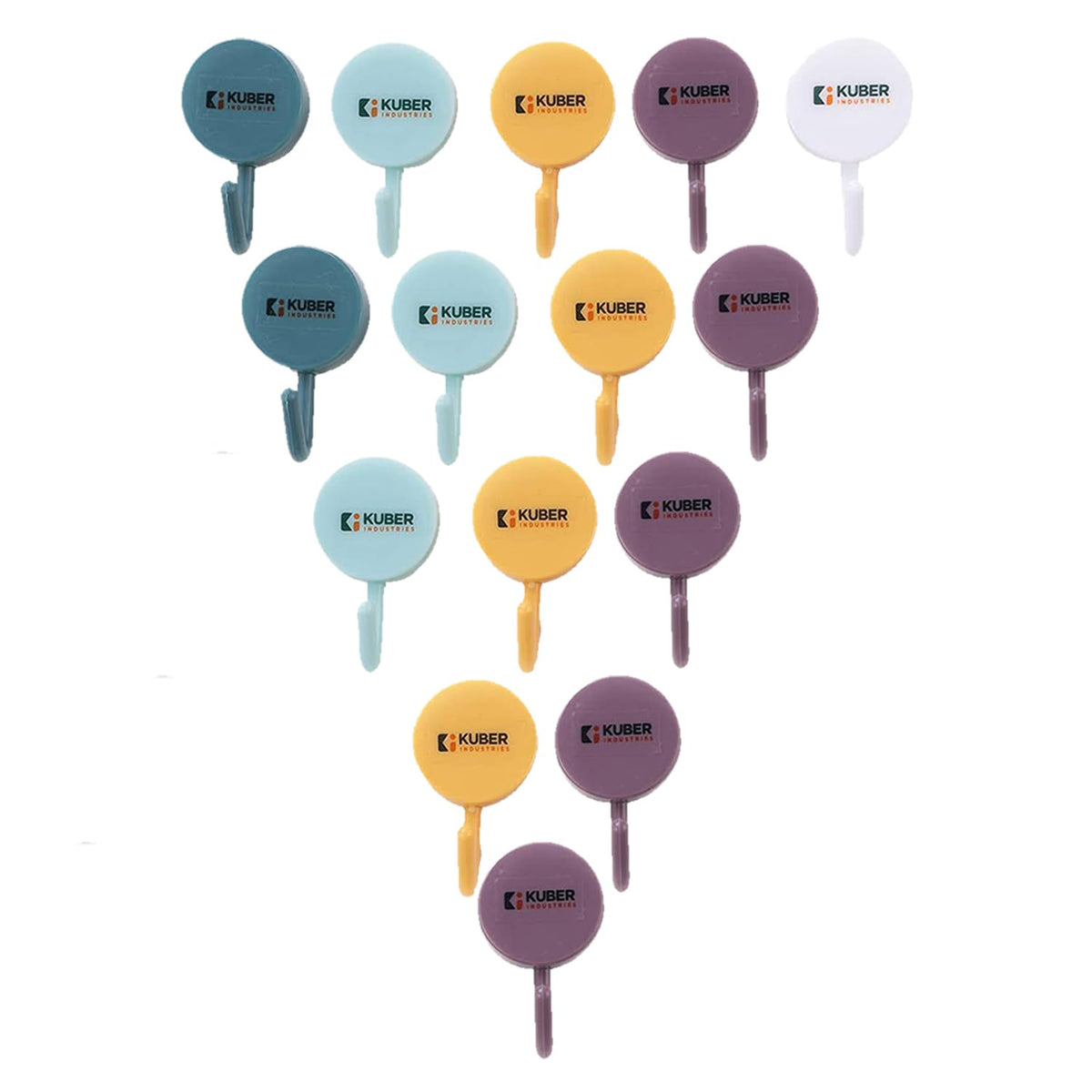 Kuber Industries Sticky Hooks For Wall|Durable & Rust-Proof|Self Adhesive Hook For Easy Installation|Multi-Purpose Wall Hooks For Bathroom, Kitchen, Bedroom|Pack of 15|1601|Multicolor