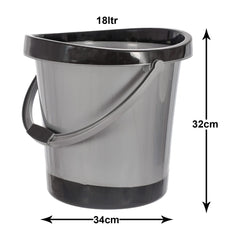 Kuber Industries Bucket Set for Bathroom|Unbreakable Plastic Bucket|Pocha Bucket Capicity 18 litre|Pack of 2 (Grey & Blue)