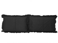 Kuber Industries Solid 2 Piece Cotton Pillow Cover Set with Frill Flange - 18" x 27", Black, Standard (KUPILLOW102)