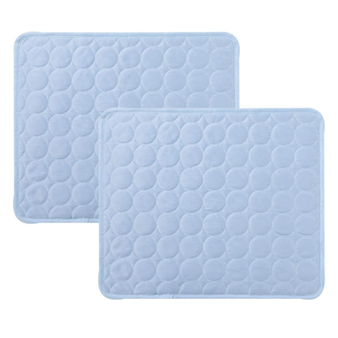 Kuber Industries Rectangular Dog & Cat Bed|Premium Cool Ice Silk Polyester With Bottom Mesh|MultiUtility Self-Cooling Pad For Dog & Cat|Light-weight & Durable Dog Bed|ZQCJ001LB-S|Light Blue(Pack Of 2)