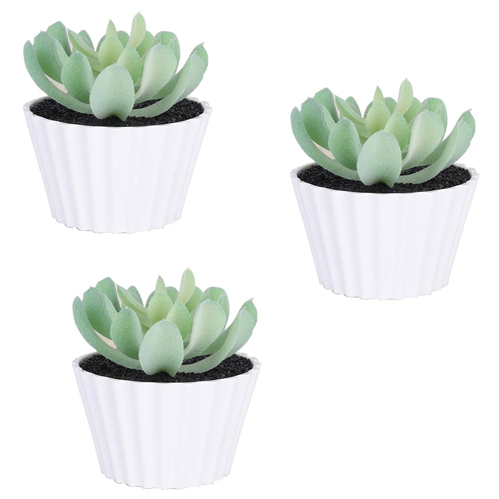 Kuber Industries Artificial Plants for Home Décor|Natural Looking Indoor Fake Plants with Pot|Artificial Flowers for Decoration-Pack of 3 (Green)