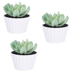 Kuber Industries Artificial Plants for Home Décor|Natural Looking Indoor Fake Plants with Pot|Artificial Flowers for Decoration-Pack of 3 (Green)