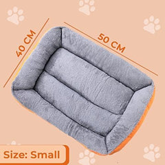Kuber Industries Dog & Cat Bed|Super Soft Plush Top Pet Bed|Oxford Cloth Polyester Filling|Washable Dog Bed|Rectangular Cat Bed with Rise-Edge Pillow|QY036OR-S|Orange (Pack of 2)
