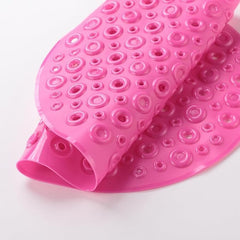 Kuber Industries Bath Mat | PVC Bathroom Mat | Shower Bath Mat | Floor Tub Mat | Bathroom Oval Mud Mat | Anti-Skid Shower Bathroom Mat | Q-02C |Pack of 3| Rose Red