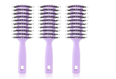 Homestic Hair Brush | Flexible Bristles Brush | Hair Brush with Paddle | Quick Drying Hair Brush | Suitable For All Hair Types | Round Vented Hair Brush | 3 Piece | C13-X-PURP | Purple