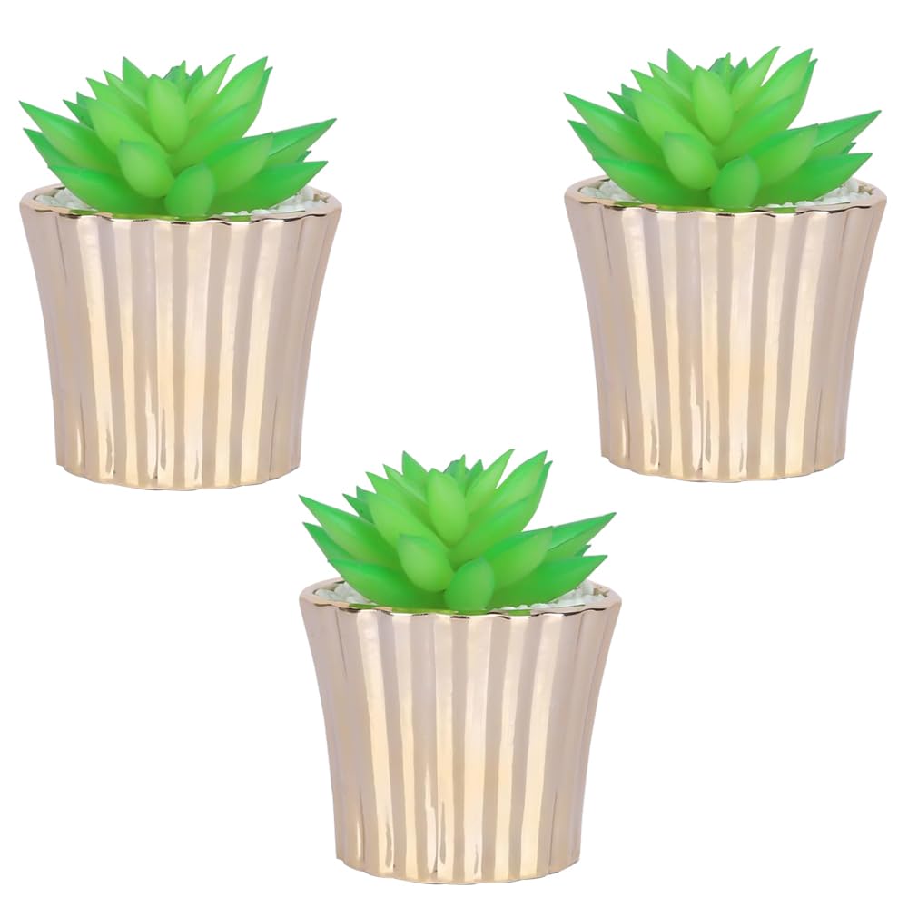 Kuber Industries Artificial Plants for Home D?cor|Natural Looking Indoor Fake Plants with Pot|Artificial Flowers for Decoration-Pack of 2 (Green)